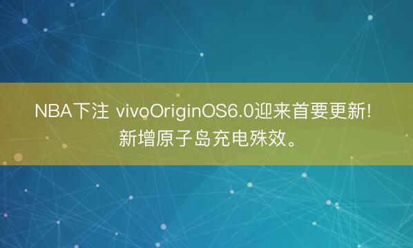 NBA下注 vivoOriginOS6.0迎来首要更新! 新增原子岛充电殊效。