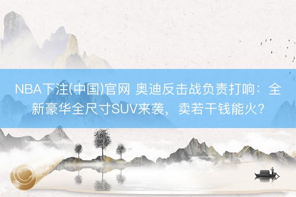 NBA下注(中国)官网 奥迪反击战负责打响：全新豪华全尺寸SUV来袭，卖若干钱能火?