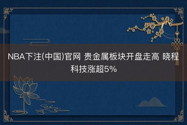 NBA下注(中国)官网 贵金属板块开盘走高 晓程科技涨超5%