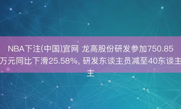 NBA下注(中国)官网 龙高股份研发参加750.85万元同比下滑25.58%， 研发东谈主员减至40东谈主