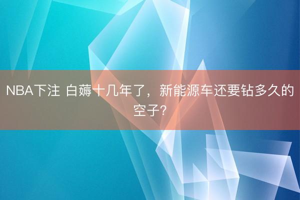NBA下注 白薅十几年了，新能源车还要钻多久的空子？