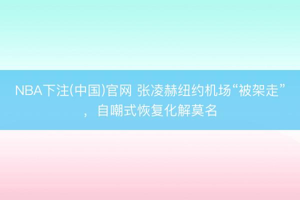 NBA下注(中国)官网 张凌赫纽约机场“被架走”，自嘲式恢复化解莫名