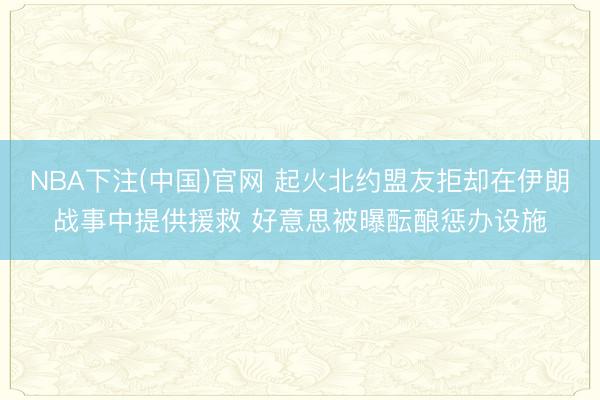 NBA下注(中国)官网 起火北约盟友拒却在伊朗战事中提供援救 好意思被曝酝酿惩办设施