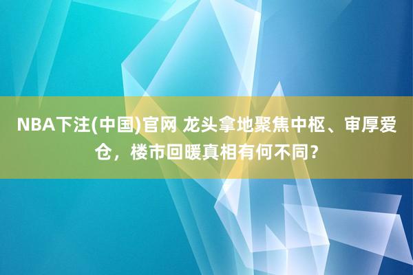 NBA下注(中国)官网 龙头拿地聚焦中枢、审厚爱仓,楼市回暖真相有何不同?